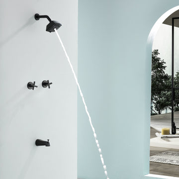 Bathroom Tub and Shower Set with 2-Handle Shower Valve & Trim Kit, 5-Spray Shower Head, Tub Spout with Diverter, Matte Black, Brushed Nickel, Brushed Gold